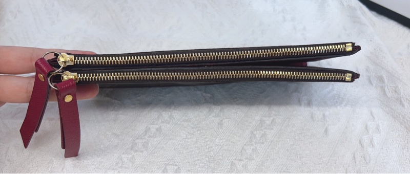 Louis Vuitton LV Adele ❤️經典花紋雙拉鍊扣式長夾.#發財夾#紫紅#原廠盒#購證-4