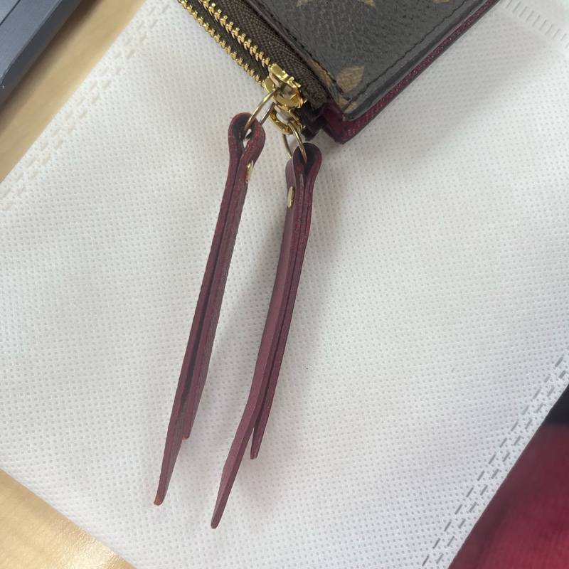 Louis Vuitton LV Adele ❤️經典花紋雙拉鍊扣式長夾.#發財夾#紫紅#原廠盒#購證-18