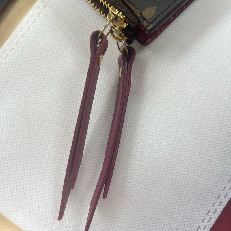 Louis Vuitton LV Adele ❤️經典花紋雙拉鍊扣式長夾.#發財夾#紫紅#原廠盒#購證-19