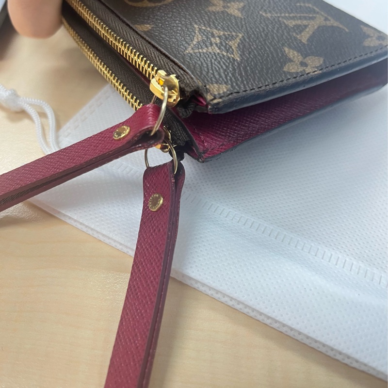 Louis Vuitton LV Adele ❤️經典花紋雙拉鍊扣式長夾.#發財夾#紫紅#原廠盒#購證-32