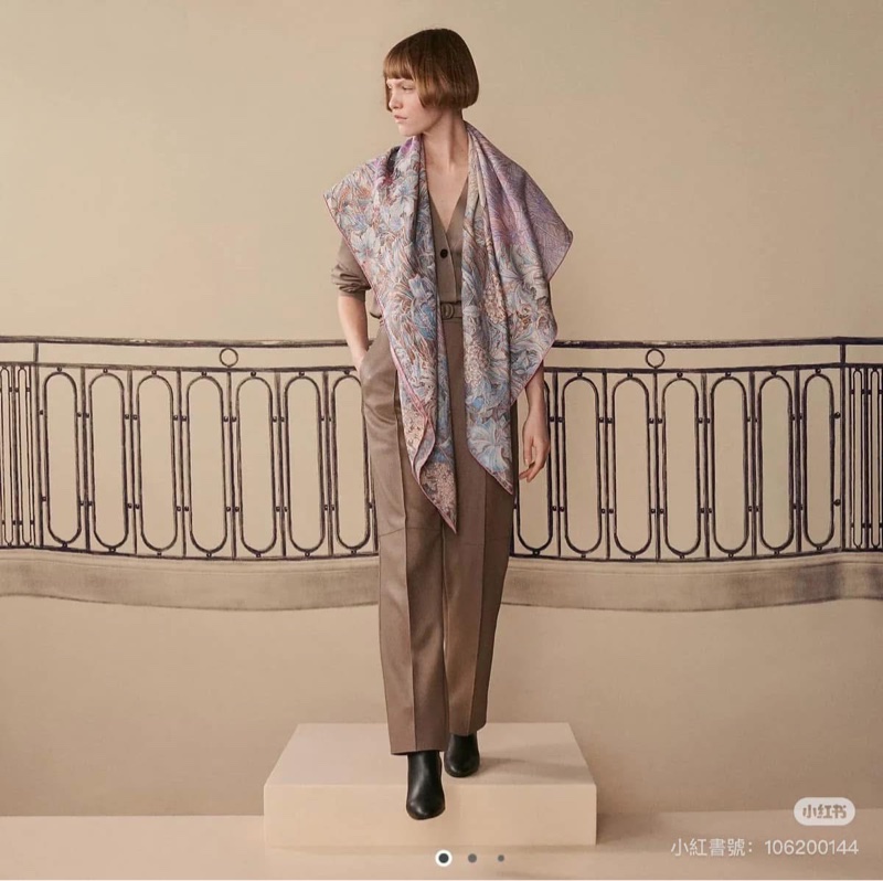 💖Hermes 140x140cm 絲巾💖 粉色-1