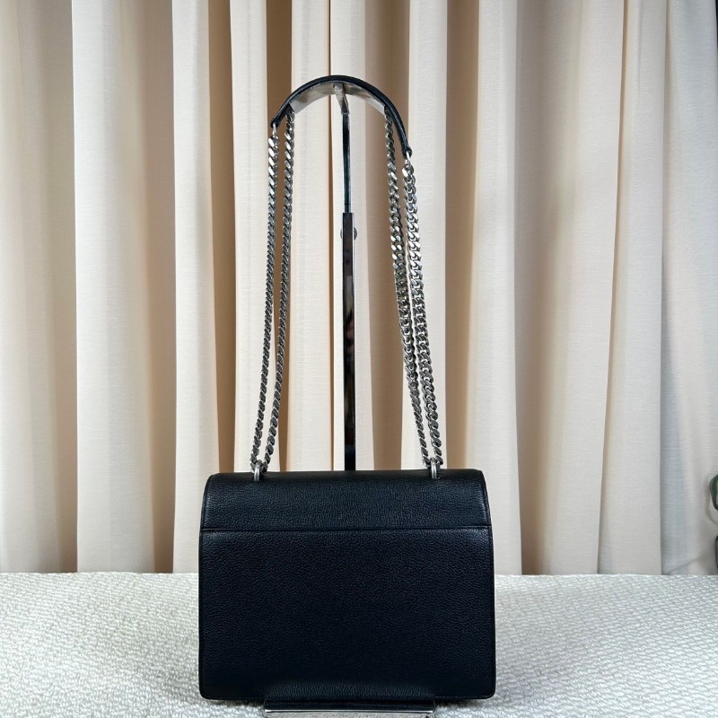 ghh bj ZZZ  YSL聖羅蘭日落黑銀風琴鏈條包 經典黑銀配色 牛皮材質 鏈條肩帶 容量實用 日常通勤出門都很百搭 可單肩可斜挎-6