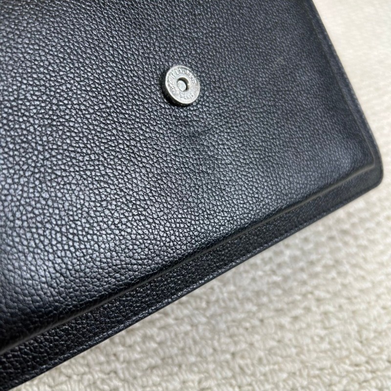 ghh bj ZZZ  YSL聖羅蘭日落黑銀風琴鏈條包 經典黑銀配色 牛皮材質 鏈條肩帶 容量實用 日常通勤出門都很百搭 可單肩可斜挎-23