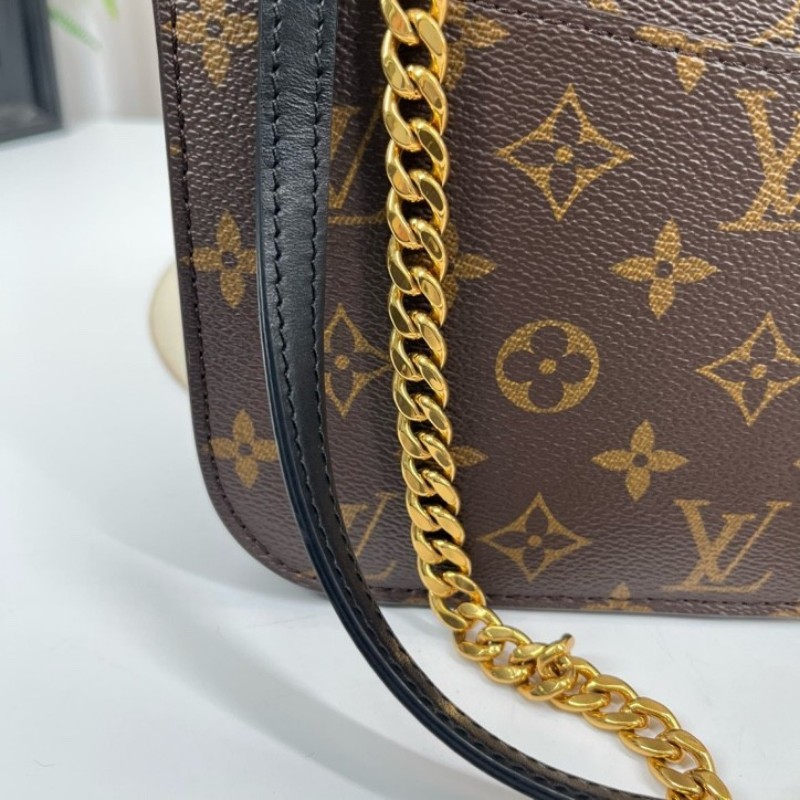 sh smd zzz LV路易威登 23年全套 芯片款 Passy新款郵差包 黑色琺瑯logo搭配老花 超有質感 經典百搭 越看越香 可調節雙鏈 單肩斜挎腋下都可以 隔層多 容量大 通勤日常都很可-20