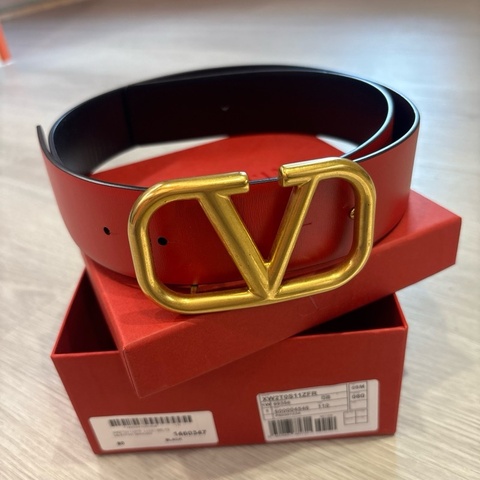 全新全配Valentino雙面皮帶-紅/黑
