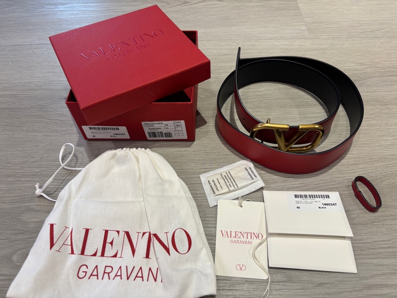 全新全配Valentino雙面皮帶-紅/黑-1