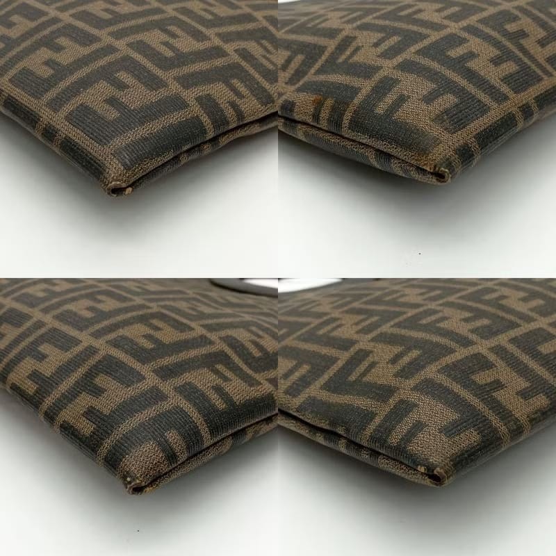 【LA LUNE】絕版古董包 稀有Fendi黑咖啡色老花托特包 中古包 皮革包 手提包-3