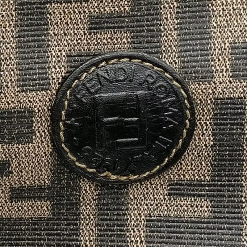 【LA LUNE】絕版古董包 稀有Fendi黑咖啡色老花托特包 中古包 皮革包 手提包-6