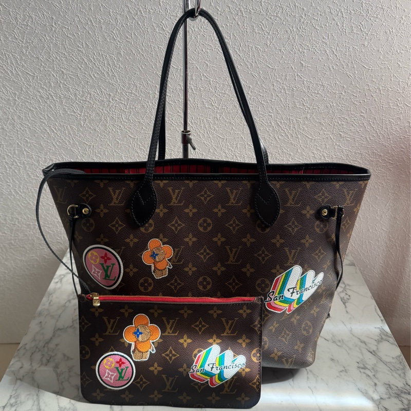 LV 花紋特殊款圖案neverfull mm 超好用托特包👜-0