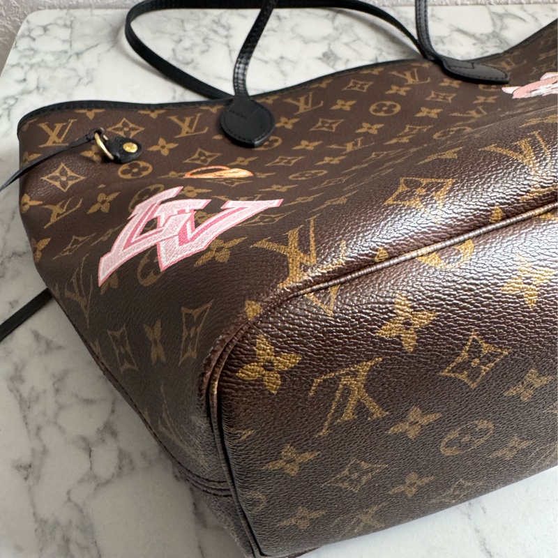 LV 花紋特殊款圖案neverfull mm 超好用托特包👜-8