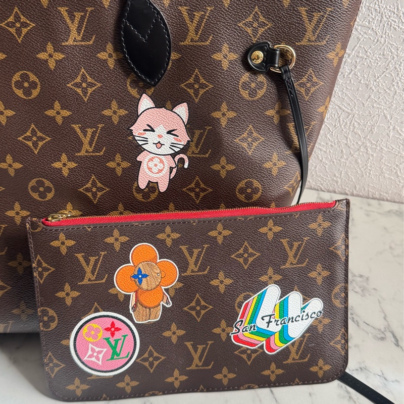 LV 花紋特殊款圖案neverfull mm 超好用托特包👜-27