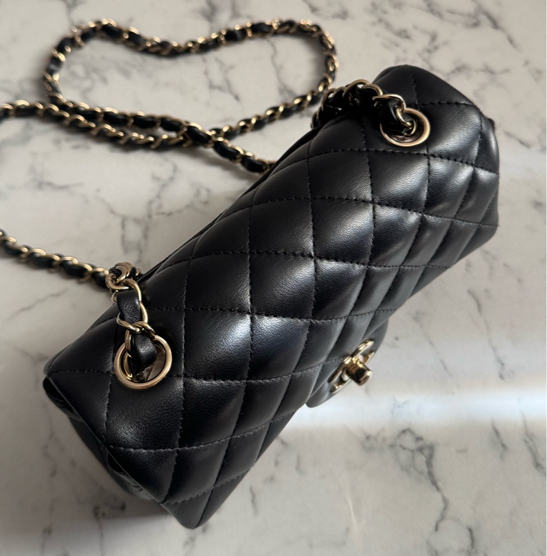 Chanel 黑羊皮淡金雙C coco20 經典必收藏❤️-2