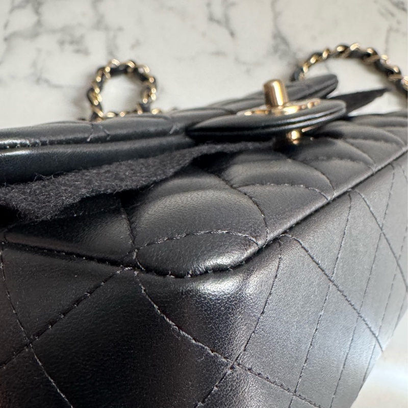 Chanel 黑羊皮淡金雙C coco20 經典必收藏❤️-8