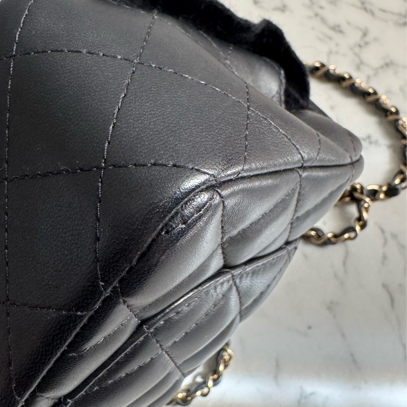Chanel 黑羊皮淡金雙C coco20 經典必收藏❤️-10