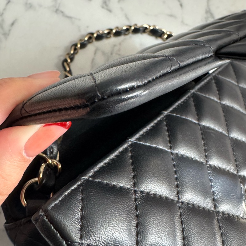 Chanel 黑羊皮淡金雙C coco20 經典必收藏❤️-13