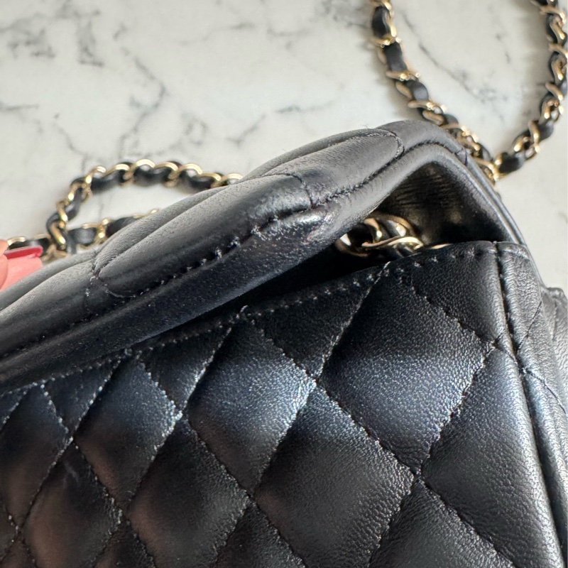 Chanel 黑羊皮淡金雙C coco20 經典必收藏❤️-14