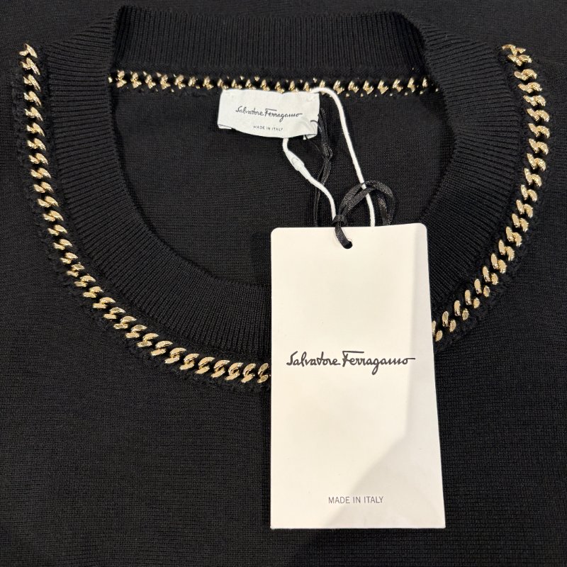 Ferragamo經典黑色長袖洋裝-M-5