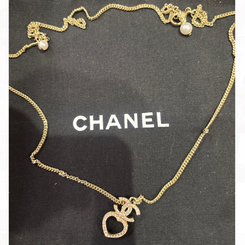 香奈兒愛心可調節珍珠項鏈-3