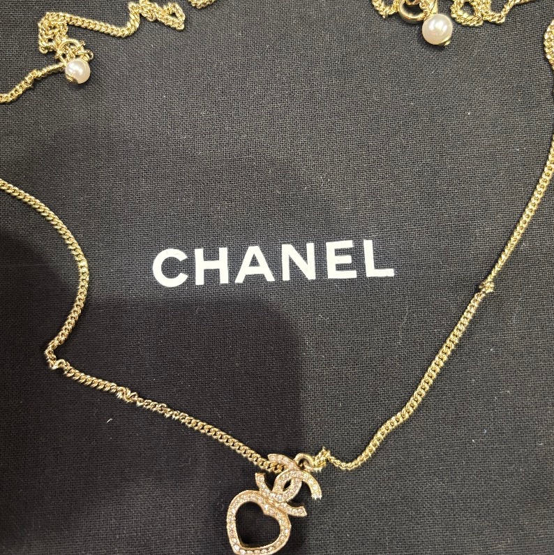 香奈兒愛心可調節珍珠項鏈-4