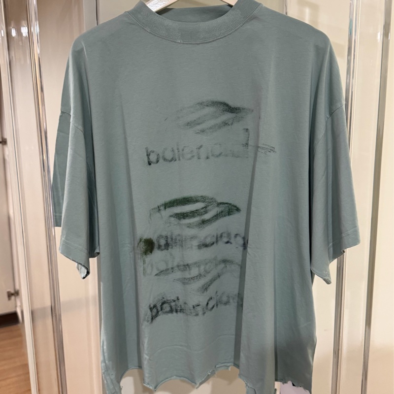 巴黎世家 水墨綠不規則踢恤 🩵-0