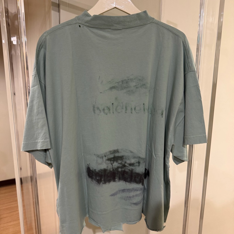 巴黎世家 水墨綠不規則踢恤 🩵-1