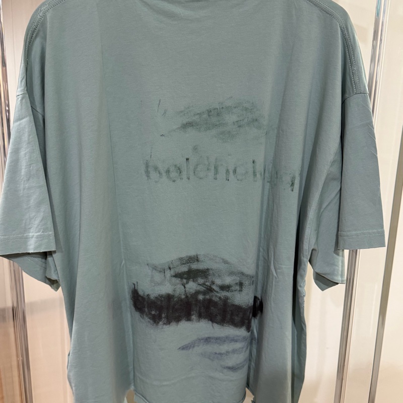 巴黎世家 水墨綠不規則踢恤 🩵-2