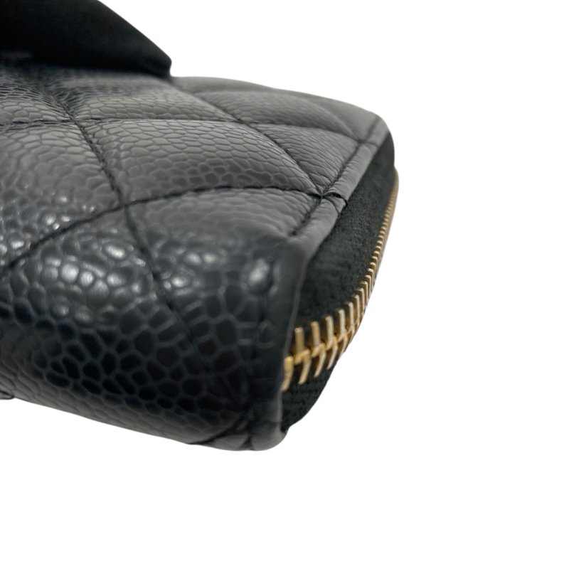 CHANEL 香奈兒 荔枝牛皮 長夾 黑金-6