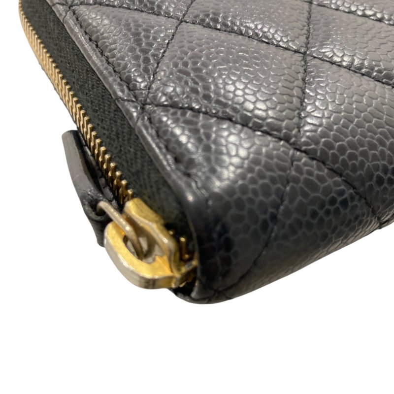 CHANEL 香奈兒 荔枝牛皮 長夾 黑金-7