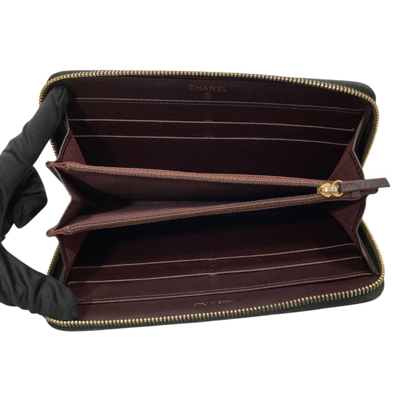 CHANEL 香奈兒 荔枝牛皮 長夾 黑金-8