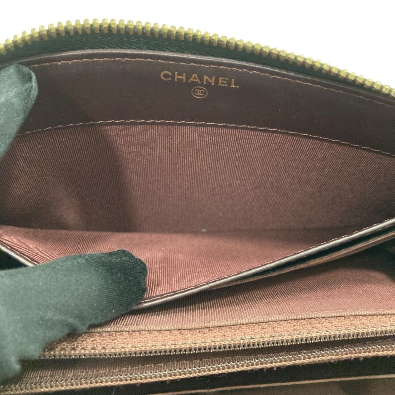 CHANEL 香奈兒 荔枝牛皮 長夾 黑金-9