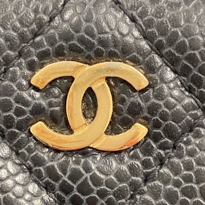 CHANEL 香奈兒 荔枝牛皮 長夾 黑金-11
