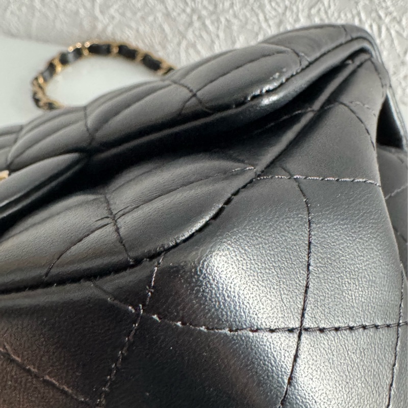 Chanel A35200黑羊皮淡金雙C方胖🫶🫶-9