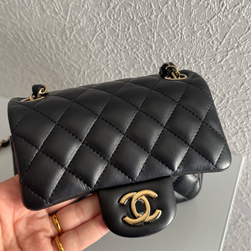 Chanel A35200黑羊皮淡金雙C方胖🫶🫶-11