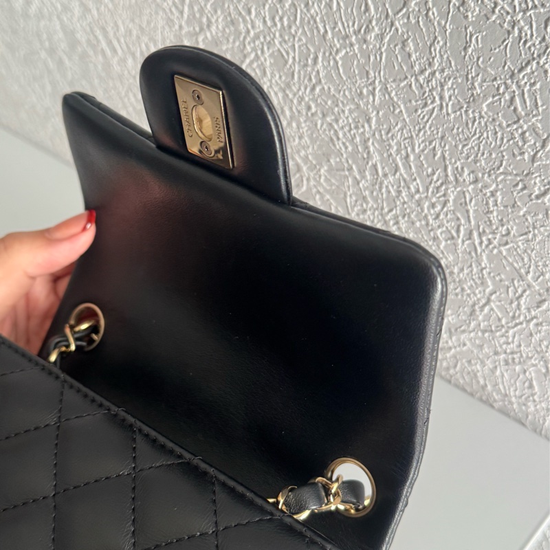 Chanel A35200黑羊皮淡金雙C方胖🫶🫶-15