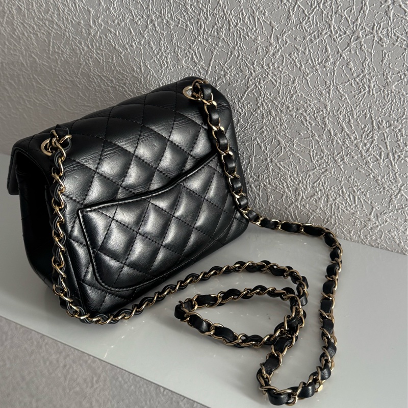 Chanel A35200黑羊皮淡金雙C方胖🫶🫶-31