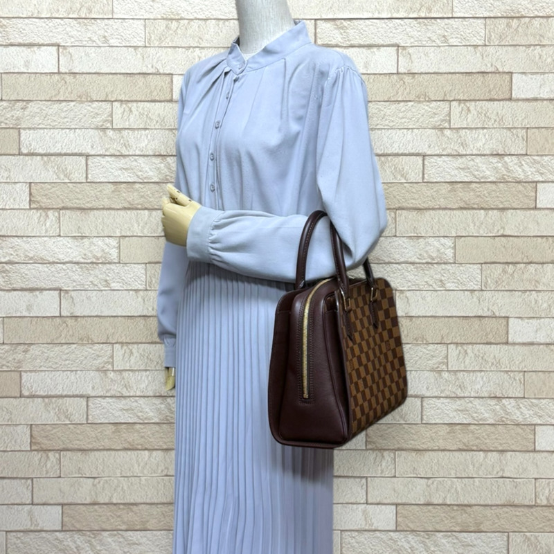 二手路易威登 Triana Damier 帆布手提包 N51155 棕色 女士-1