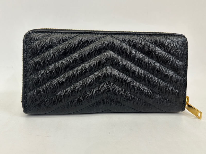 YSL 黑魚子醬牛皮12卡ㄇ拉長夾-3