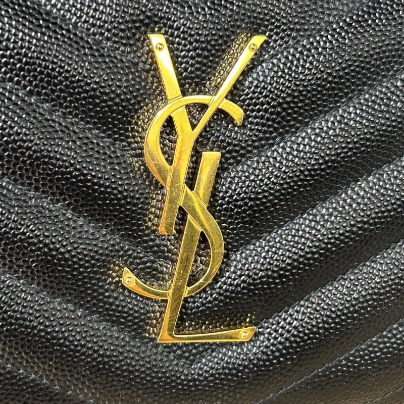 YSL 黑魚子醬牛皮12卡ㄇ拉長夾-4