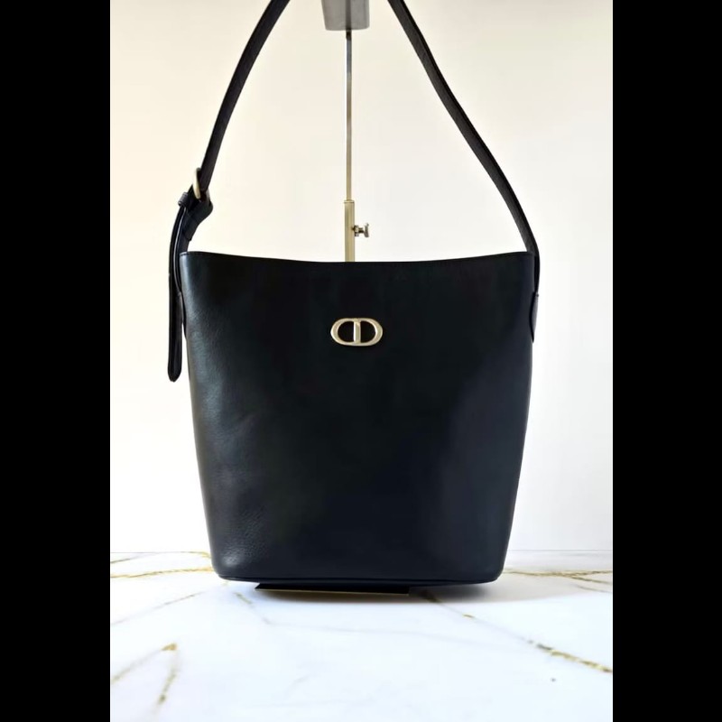 【LA LUNE】稀有中古包 Dior黑藍色極簡托特包 單肩包 側背包 水桶包 二手包-0