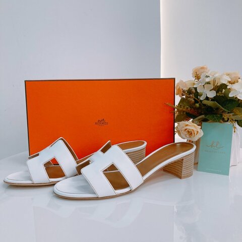 MS0551 Hermes 愛馬仕 H字 高跟涼鞋 光滑牛皮 白色 Oasis Sandal Swfit Blanc 38.5 Size