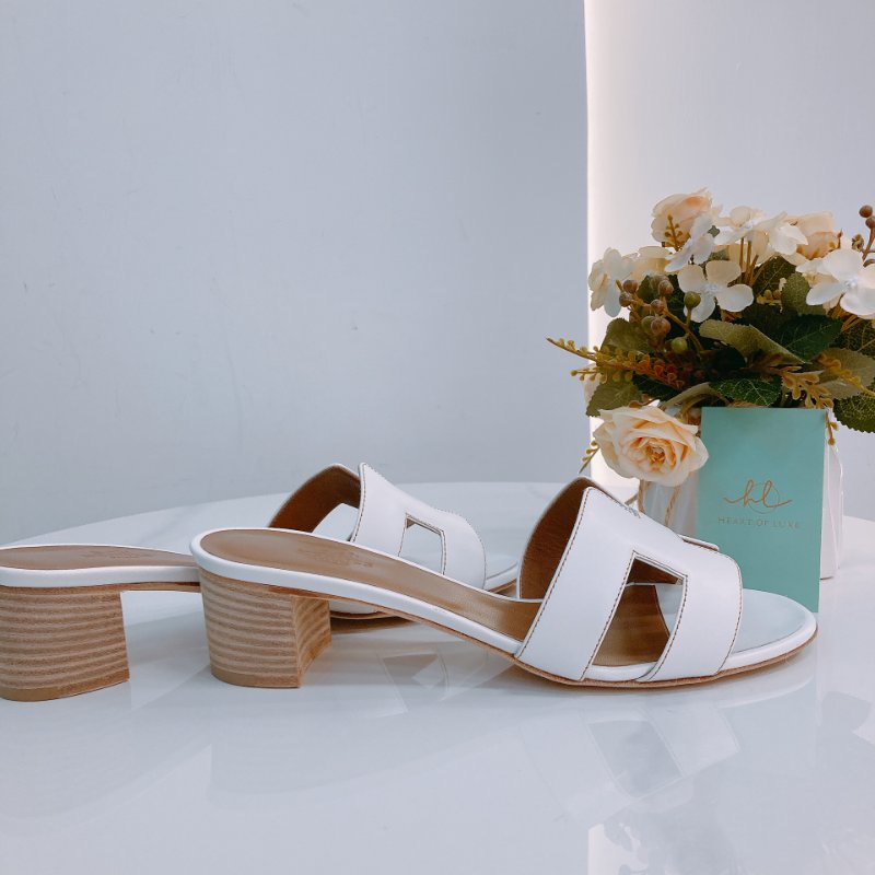 MS0551 Hermes 愛馬仕 H字 高跟涼鞋 光滑牛皮 白色 Oasis Sandal Swfit Blanc 38.5 Size-3
