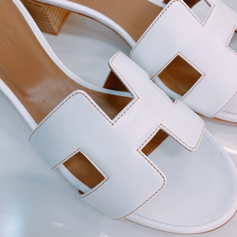 MS0551 Hermes 愛馬仕 H字 高跟涼鞋 光滑牛皮 白色 Oasis Sandal Swfit Blanc 38.5 Size-5