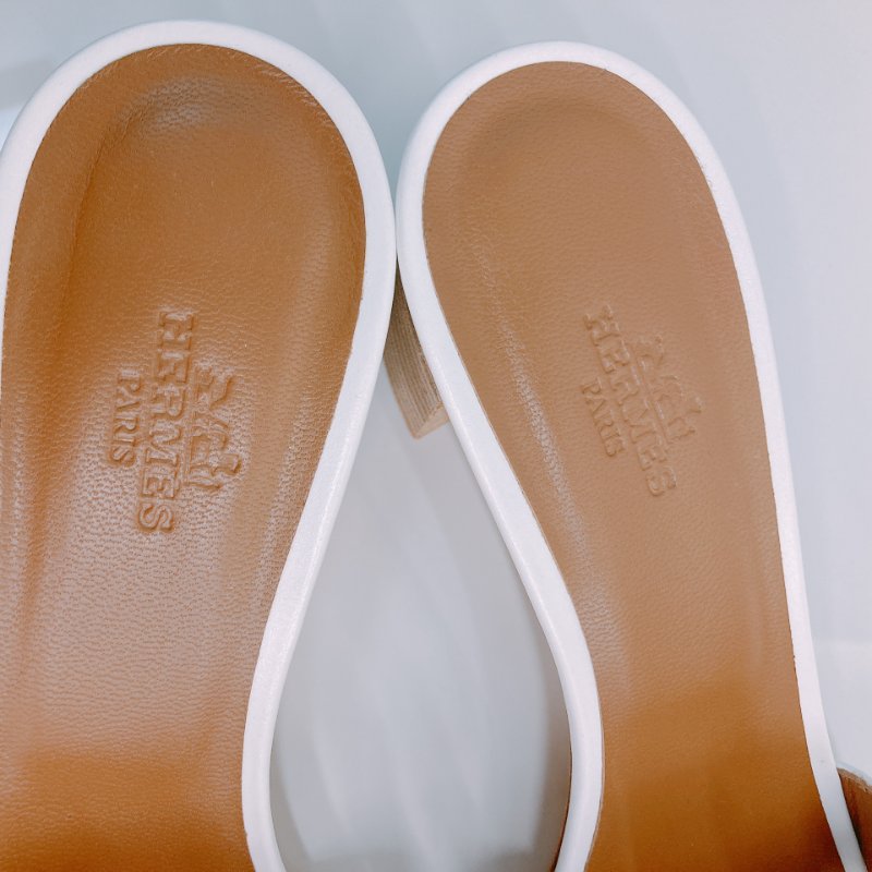 MS0551 Hermes 愛馬仕 H字 高跟涼鞋 光滑牛皮 白色 Oasis Sandal Swfit Blanc 38.5 Size-6