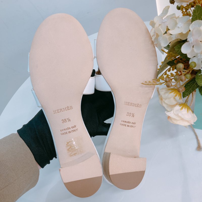 MS0551 Hermes 愛馬仕 H字 高跟涼鞋 光滑牛皮 白色 Oasis Sandal Swfit Blanc 38.5 Size-7