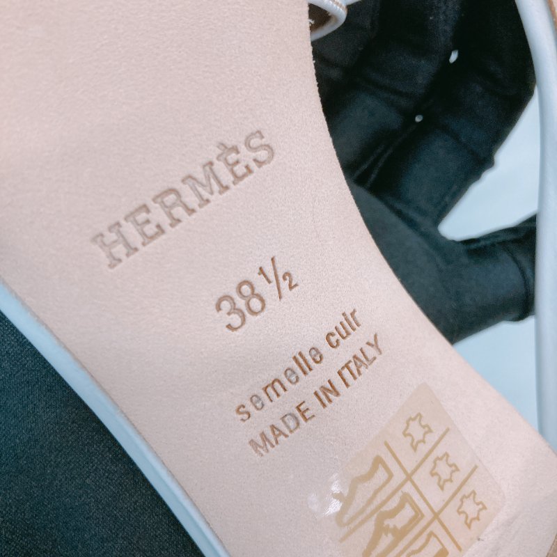 MS0551 Hermes 愛馬仕 H字 高跟涼鞋 光滑牛皮 白色 Oasis Sandal Swfit Blanc 38.5 Size-8
