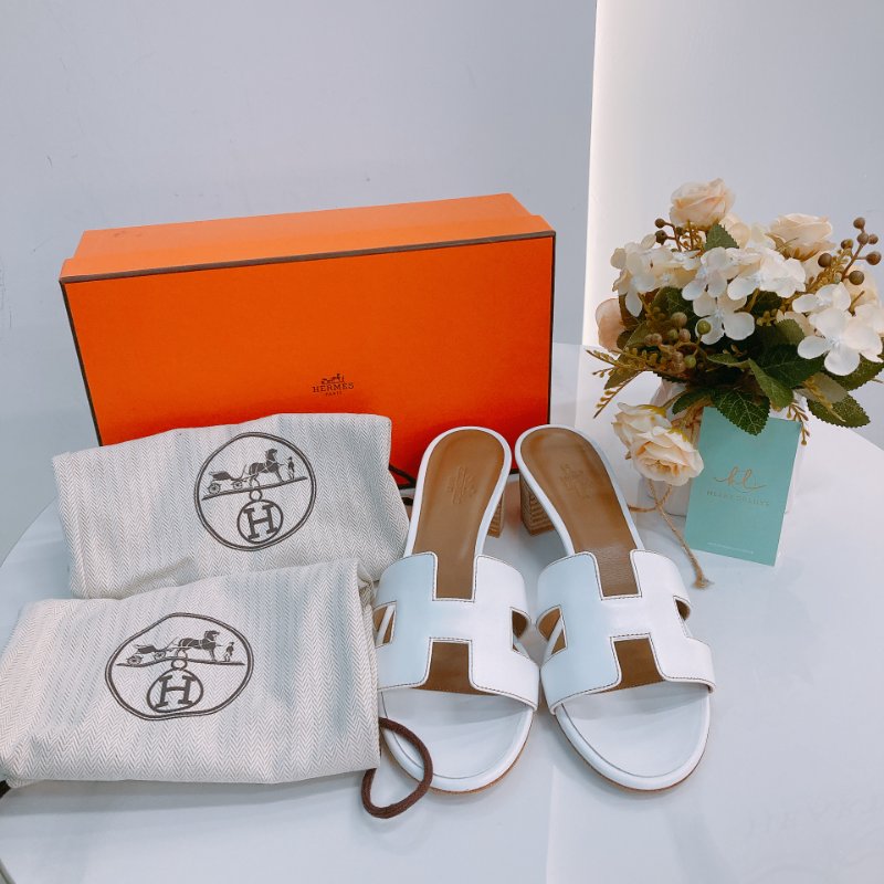 MS0551 Hermes 愛馬仕 H字 高跟涼鞋 光滑牛皮 白色 Oasis Sandal Swfit Blanc 38.5 Size-10