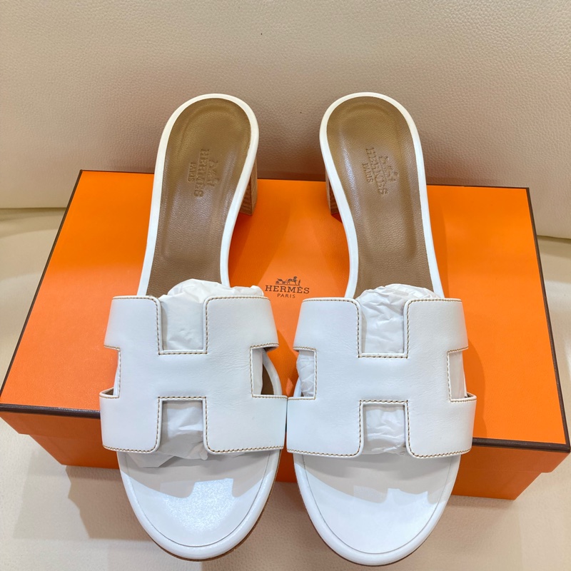 MS0551 Hermes 愛馬仕 H字 高跟涼鞋 光滑牛皮 白色 Oasis Sandal Swfit Blanc 38.5 Size-11