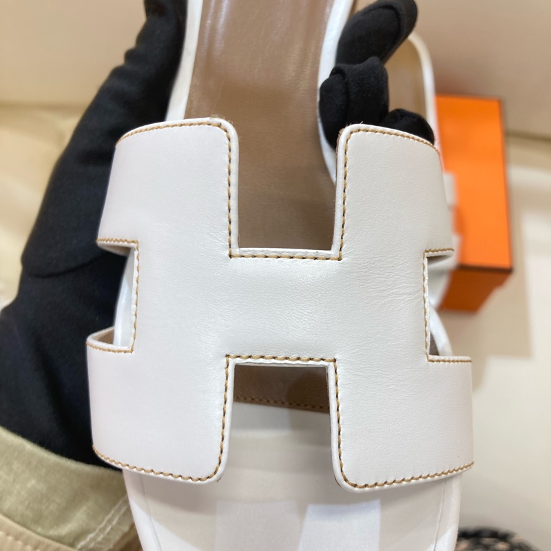 MS0551 Hermes 愛馬仕 H字 高跟涼鞋 光滑牛皮 白色 Oasis Sandal Swfit Blanc 38.5 Size-12