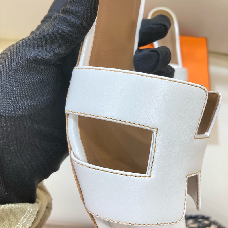 MS0551 Hermes 愛馬仕 H字 高跟涼鞋 光滑牛皮 白色 Oasis Sandal Swfit Blanc 38.5 Size-13