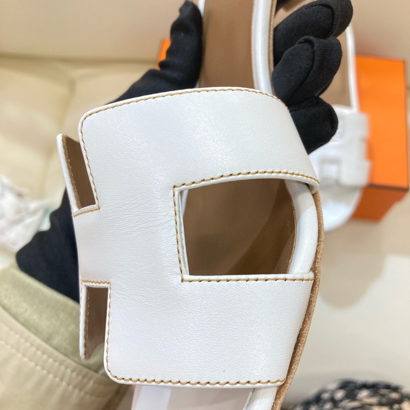 MS0551 Hermes 愛馬仕 H字 高跟涼鞋 光滑牛皮 白色 Oasis Sandal Swfit Blanc 38.5 Size-14
